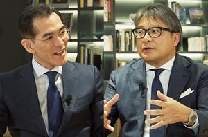 「ｉＴｒｕｓｔ新興国株式」について、ピクテ・ジャパンの代表取締役社長　萩野琢英氏（写真：右）に、ウエルスアドバイザー代表取締役社長の朝倉智也（写真：左）がインタビューを行った。